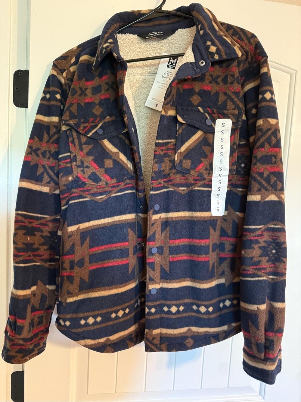 Plaid Sherpa-Lined Fleece Jacket